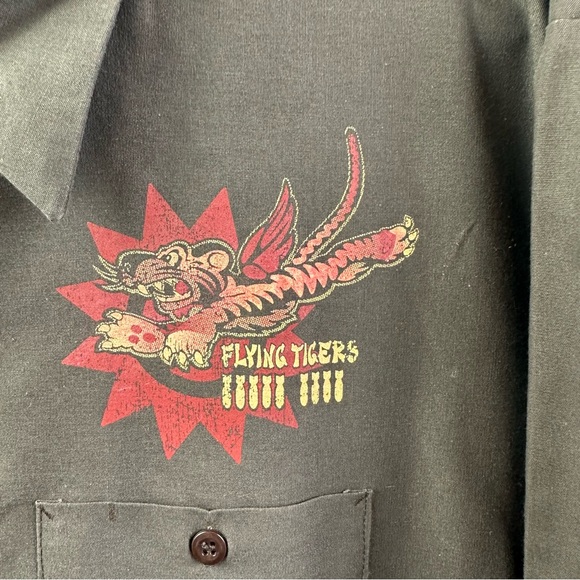 Red Kap + Andrew Bawidamann Flying Tigers Short-Sleeve Button Up Shirt Workshirt - Picture 5 of 12